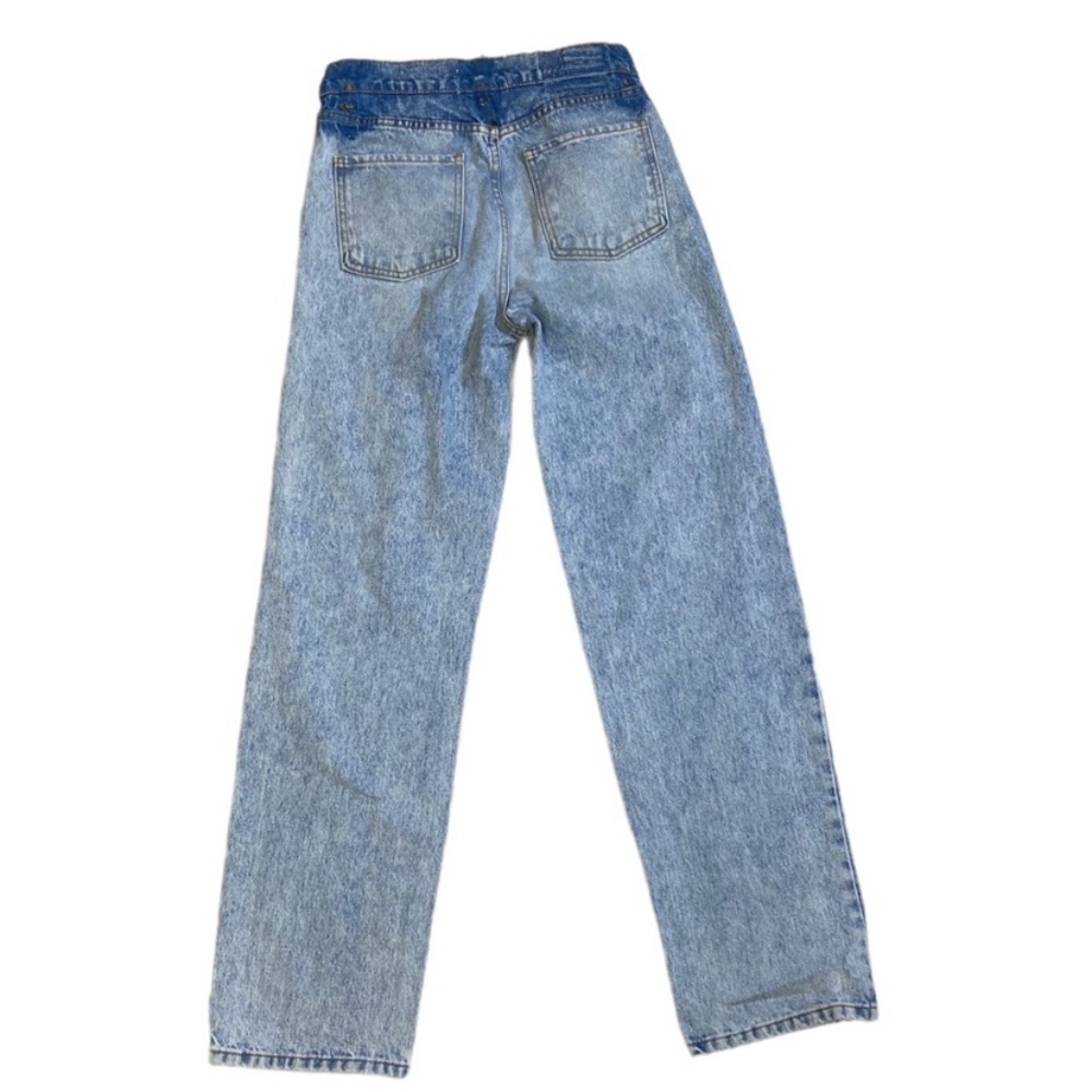 Revice High waisted button fly light acid wash distressed jeans size 27